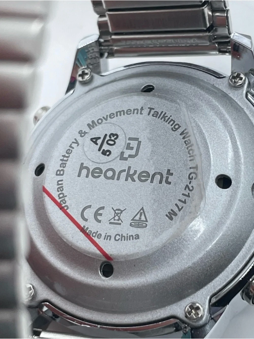 Hearkent Talking Digital Watch Mens Silver Tone Stretch Works